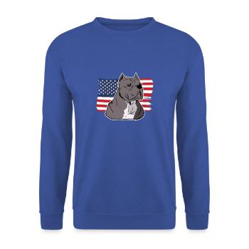 American pitbull terrier with american flag usa - - Unisex Sweatshirt - royal blue - Front - Alina (178cm) & Michal (187cm)