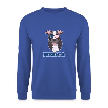 Merica - chien pitbull - Sweat-shirt Unisexe - bleu royal - Devant - Alina (178cm) & Michal (187cm)