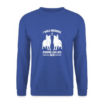 Ich war normal 2 Border Collies vor - Border Collie - Unisex Pullover - Royalblau - Vorne - Alina (178cm) & Michal (187cm)