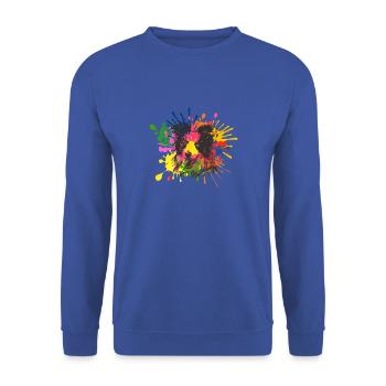 Border collie in a splash art portrait - canine - Unisex Sweatshirt - royal blue - Front - Alina (178cm) & Michal (187cm)