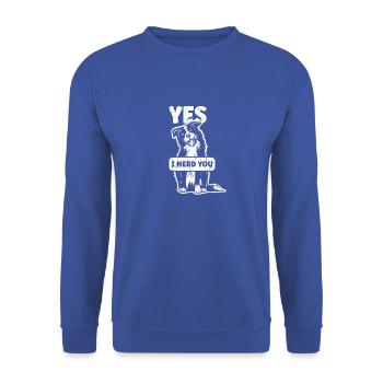 Oui, je vous rassemble - chiot - Sweat-shirt Unisexe - bleu royal - Devant - Alina (178cm) & Michal (187cm)