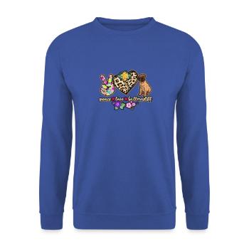 Peace Love Bullmastiff - italienischer Mastiff - Unisex Pullover - Royalblau - Vorne - Alina (178cm) & Michal (187cm)