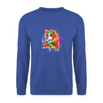 King Charles Cavalier Rainbow color portrait - - Unisex Sweatshirt - royal blue - Front - Alina (178cm) & Michal (187cm)