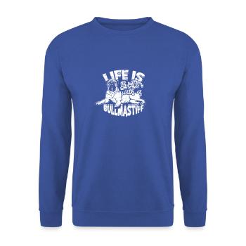 Life is better with a bullmastiff - bullmastiff - Unisex Sweatshirt - royal blue - Front - Alina (178cm) & Michal (187cm)
