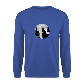 Golden retriever hurlant sur la lune - mobilité - Sweat-shirt Unisexe - bleu royal - Devant - Alina (178cm) & Michal (187cm)