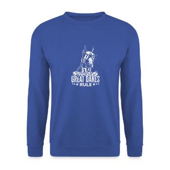 Alle Hunde sind cool, aber große Doggen regieren - Hund - Unisex Pullover - Royalblau - Vorne - Alina (178cm) & Michal (187cm)