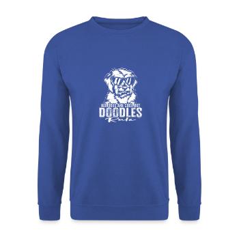 Alle Hunde sind cool, aber Kritzeleien regieren - Doggy - Unisex Pullover - Royalblau - Vorne - Alina (178cm) & Michal (187cm)