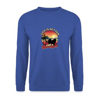 Life is better with a samoyed - samoyed owner - Unisex Sweatshirt - royal blue - Front - Alina (178cm) & Michal (187cm)
