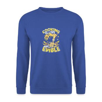 Kochen ist essbar gemachte Liebe - Kochen - Unisex Pullover - Royalblau - Vorne - Alina (178cm) & Michal (187cm)