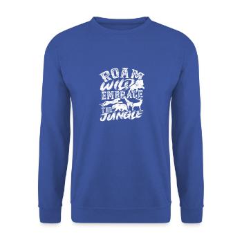 Roam wild, embrace the jungle - Jungle - Unisex Sweatshirt - royal blue - Front - Alina (178cm) & Michal (187cm)