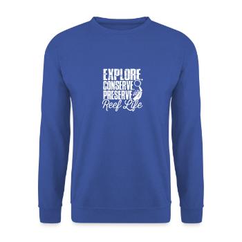 Explore, conserve, preserve: Reef life - Reef - Unisex Sweatshirt - royal blue - Front - Alina (178cm) & Michal (187cm)