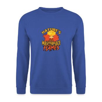 Le chef-d’œuvre de la nature en flammes - Volcano - Sweat-shirt Unisexe - bleu royal - Devant - Alina (178cm) & Michal (187cm)