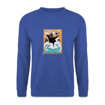 Catzilla Japanese Cat Sunset - Art surréaliste - Sweat-shirt Unisexe - bleu royal - Devant - Alina (178cm) & Michal (187cm)