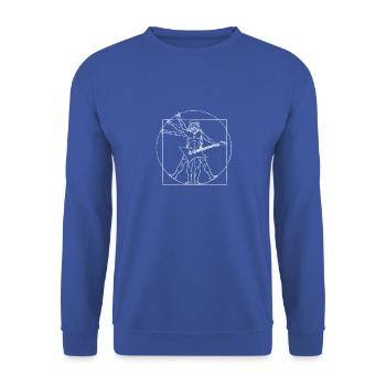 Vitruvian Guitar Music Player Da Vinci - Kunst - Unisex Pullover - Royalblau - Vorne - Alina (178cm) & Michal (187cm)