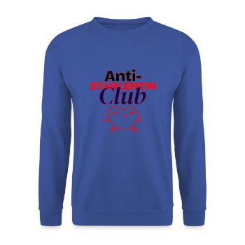 Anti St-Valentin club. Célibataire - Sweat-shirt Unisexe - bleu royal - Devant - Alina (178cm) & Michal (187cm)