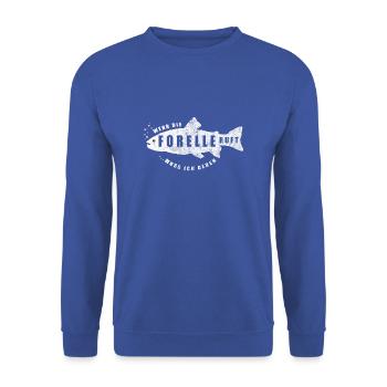 Forelle Forellen Angeln Angler Angelrute Fischen - Unisex Pullover - Royalblau - Vorne - Alina (178cm) & Michal (187cm)