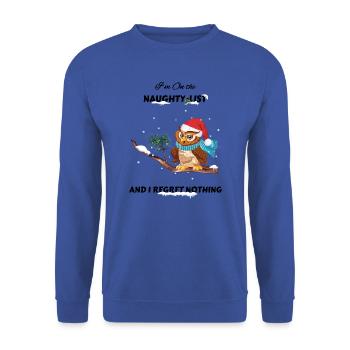 Cheeky owl on santas naughty-list - Unisex Sweatshirt - royal blue - Front - Alina (178cm) & Michal (187cm)
