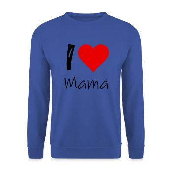 I love Mama Herz - Unisex Pullover - Royalblau - Vorne - Alina (178cm) & Michal (187cm)