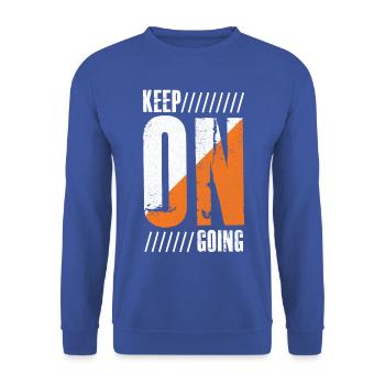 Mach weiter - Unisex Pullover - Royalblau - Vorne - Alina (178cm) & Michal (187cm)