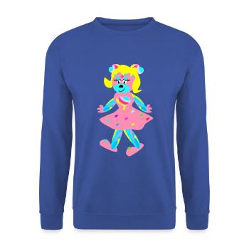 Regenbogentriene - Phantasie - Tierchen - Unisex Pullover - Royalblau - Vorne - Alina (178cm) & Michal (187cm)