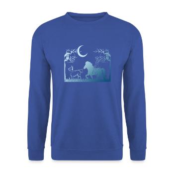 Icelandic Horse: Islandpferd Pferd Pony Merch - Unisex Pullover - Royalblau - Vorne - Alina (178cm) & Michal (187cm)
