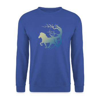 Icelandic Horse: Icelandic Horse Horse Pony Merch - Unisex Sweatshirt - royal blue - Front - Alina (178cm) & Michal (187cm)