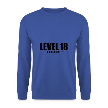 Level 18 erreicht [black] - Unisex Pullover - Royalblau - Vorne - Alina (178cm) & Michal (187cm)
