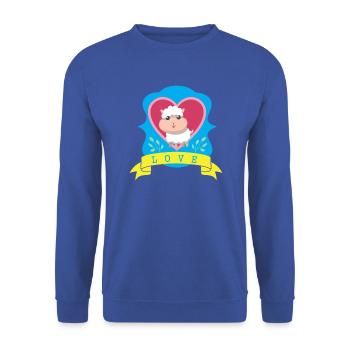 Schaf Love ins Herz geschlossen - Unisex Pullover - Royalblau - Vorne - Alina (178cm) & Michal (187cm)
