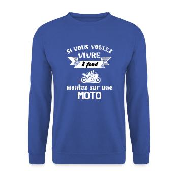 Homme Moto Motard Maillot motarde manche courte - Sweat-shirt Unisexe - bleu royal - Devant - Alina (178cm) & Michal (187cm)