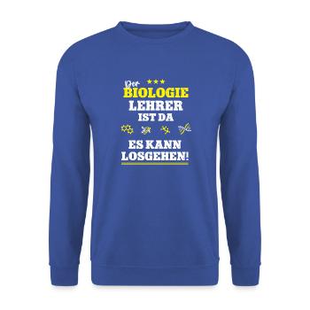 Lehrer Biologie Biolehrer Biologielehrer Biologist - Unisex Pullover - Royalblau - Vorne - Alina (178cm) & Michal (187cm)