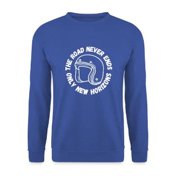 Logo casque vintage - Sweat-shirt Unisexe - bleu royal - Devant - Alina (178cm) & Michal (187cm)