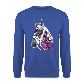 Pferd Glitzer Haflinger Pferde Reiten Geschenk - Unisex Pullover - Royalblau - Vorne - Alina (178cm) & Michal (187cm)