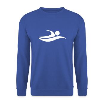 Swim Natation Logo blanc Design - Sweat-shirt Unisexe - bleu royal - Devant - Alina (178cm) & Michal (187cm)