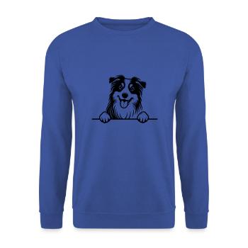 Peeking Australian Shepherd Vector - Unisex Sweatshirt - royal blue - Front - Alina (178cm) & Michal (187cm)
