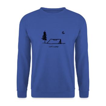 Camping Shirt Zelt Nacht Romantisch Roadtrip Reise - Unisex Pullover - Royalblau - Vorne - Alina (178cm) & Michal (187cm)