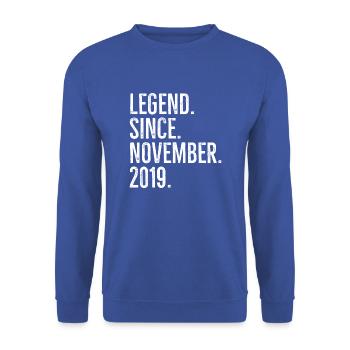 Legend Since November 2019 - Unisex Sweatshirt - royal blue - Front - Alina (178cm) & Michal (187cm)