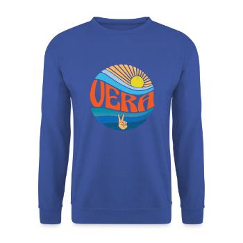 Vera Hemd Vintage Sunset Vera Groovy Tie Dye - Unisex Pullover - Royalblau - Vorne - Alina (178cm) & Michal (187cm)