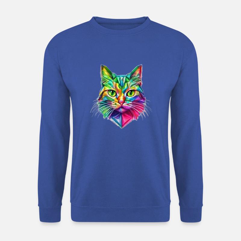 AUFFÄLLIGE STILISIERTE KATZE - Unisex Pullover - Royalblau