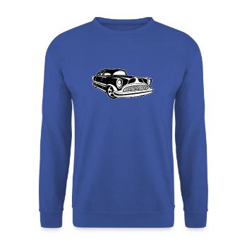 Lowrider / Oldtimer / Muscle Car 03_schwarz weiß - Unisex Pullover - Royalblau - Vorne - Alina (178cm) & Michal (187cm)