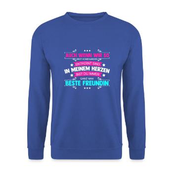 Best Friend Motiv - Unisex Pullover - Royalblau - Vorne - Alina (178cm) & Michal (187cm)