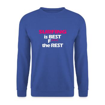 Surfen ist das Beste Surfergirl - Unisex Pullover - Royalblau - Vorne - Alina (178cm) & Michal (187cm)