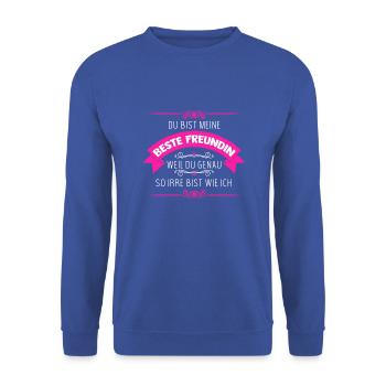 Beste Freundin - Unisex Pullover - Royalblau - Vorne - Alina (178cm) & Michal (187cm)
