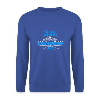 beste Schwiegersohn aus lustiger Spruch - Unisex Pullover - Royalblau - Vorne - Alina (178cm) & Michal (187cm)
