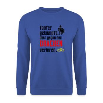 Junggesellenabschied Hochzeit Ehe Heiraten - Unisex Pullover - Royalblau - Vorne - Alina (178cm) & Michal (187cm)