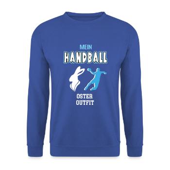 Handball Oster Outfit Ostergeschenk Handballer - Unisex Pullover - Royalblau - Vorne - Alina (178cm) & Michal (187cm)