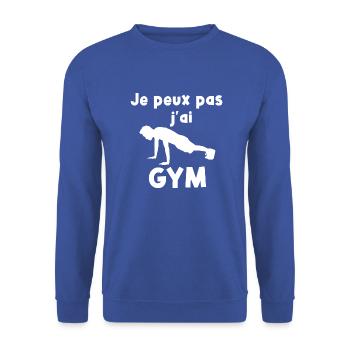 Je peux pas j'ai gym - Sweat-shirt Unisexe - bleu royal - Devant - Alina (178cm) & Michal (187cm)