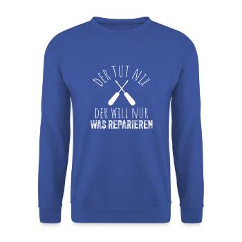 Lustiges Handwerker Opa Papa Geschenk - Unisex Pullover - Royalblau - Vorne - Alina (178cm) & Michal (187cm)