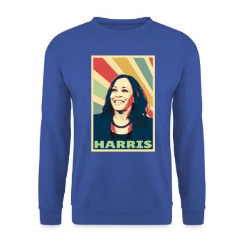 Kamala Harris Colors Vintage - Sweat-shirt Unisexe - bleu royal - Devant - Alina (178cm) & Michal (187cm)