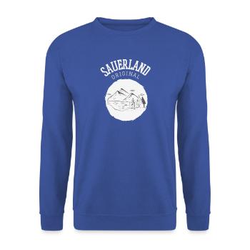 Sauerland Original | Dorfkind Wandern Wintersport - Unisex Pullover - Royalblau - Vorne - Alina (178cm) & Michal (187cm)