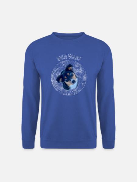 Lustiges Hunde-Design "War Was?" im Sternenhimmel - Unisex Pullover - Royalblau